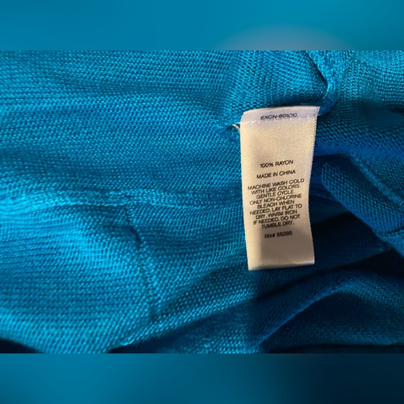 Express Open Sweater Cardigan Teal Lightly Ribbed/Textured Half Sleeve Small (S) - Picture 5 of 7